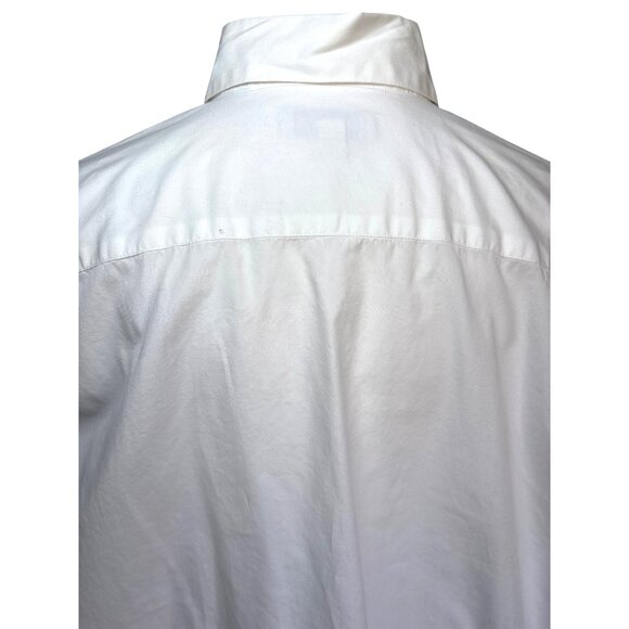 Ann‎ Taylor Blouse Size Medium White Professional 100% Cotton Button Front - Picture 8 of 12